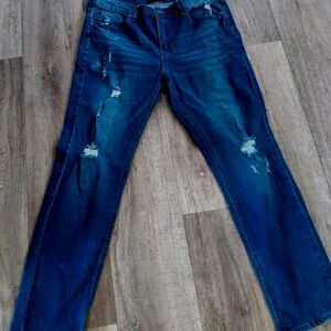 Distressed Blue Jeans